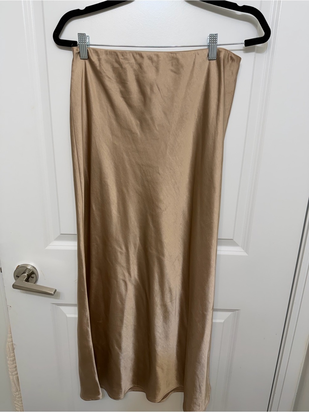 Satin Slip Skirt in Beige